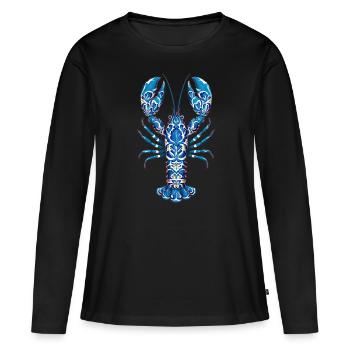 Motifs colorés Imprimé Homard - Imprimé Homard - T-shirt manches longues Premium bio Femme - noir - Devant - Julia (174cm)
