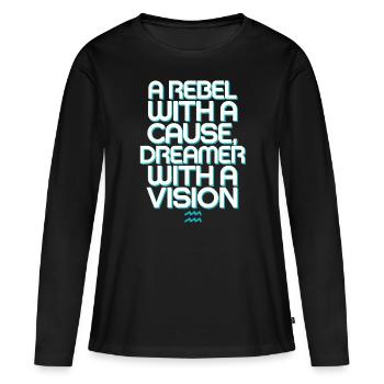 Wassermann Sternzeichen Rebell Mit Vision - Frauen Premium Bio Langarmshirt - Schwarz - Vorne - Julia (174cm)