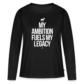 Signe du zodiaque Capricorne – Mes moteurs d’ambition - T-shirt manches longues Premium bio Femme - noir - Devant - Julia (174cm)