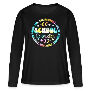 Conseil Scolaire Tie Dye Conseiller Scolaire - T-shirt manches longues Premium bio Femme - noir - Devant - Julia (174cm)