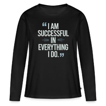 Je réussis à manifester tout de - T-shirt manches longues Premium bio Femme - noir - Devant - Julia (174cm)