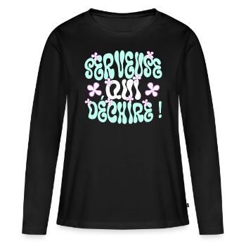 Serveuse Qui Déchire Serveuse Humour - T-shirt manches longues Premium bio Femme - noir - Devant - Julia (174cm)