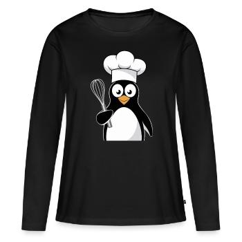 Pingouin Cuisinier avec motif de fouet - T-shirt manches longues Premium bio Femme - noir - Devant - Julia (174cm)
