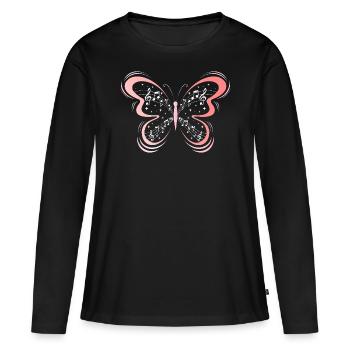 Musical Notes Butterfly Music Women - Women's Premium Organic Long Sleeve Shirt - black - Front - Julia (174cm)