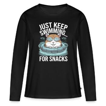 Un hamster nage pour se grignoter - Just Keep Swimming - T-shirt manches longues Premium bio Femme - noir - Devant - Julia (174cm)