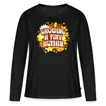 Maternity Flowers Pregnancy Announcement - Women's Premium Organic Long Sleeve Shirt - black - Front - Julia (174cm)