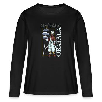 Dieu Yoruba - Obatala - T-shirt manches longues Premium bio Femme - noir - Devant - Julia (174cm)