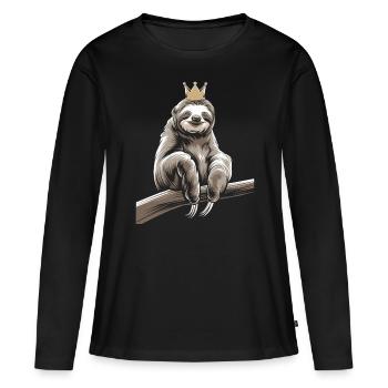 King Sloth Coziness Crown - Women's Premium Organic Long Sleeve Shirt - black - Front - Julia (174cm)