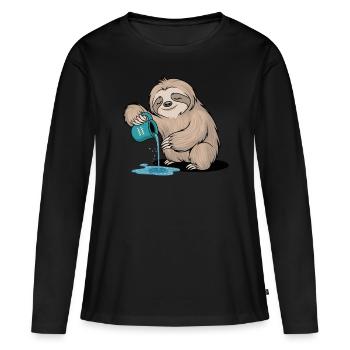 Signe du zodiaque paresseux Verseau avec pichet d’eau - T-shirt manches longues Premium bio Femme - noir - Devant - Julia (174cm)