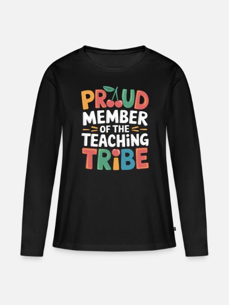 Stolzes Mitglied des Lehrer Stammes - Frauen Premium Bio Langarmshirt - Schwarz