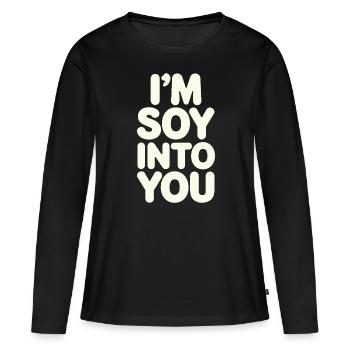 Ich Bin Soja In Dich Verliebt Vegan Vegetarian - Frauen Premium Bio Langarmshirt - Schwarz - Vorne - Julia (174cm)