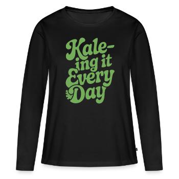 Vegan Vegetarier Kale-ing It Jeden Tag - Frauen Premium Bio Langarmshirt - Schwarz - Vorne - Julia (174cm)