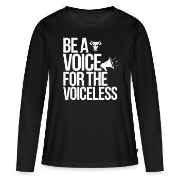 Soyez une voix pour les sans-voix - Vegan - T-shirt manches longues Premium bio Femme - noir - Devant - Julia (174cm)