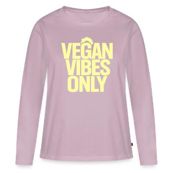 Vegan Vibes Only : Inspirer la vie végétalienne - T-shirt manches longues Premium bio Femme - rose poudré - Devant - Julia (174cm)