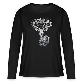 Protector Of The Veil Hirsch Schädel Natur - Frauen Premium Bio Langarmshirt - Schwarz - Vorne - Julia (174cm)