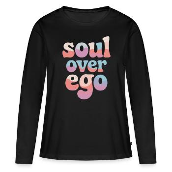 L’âme sur l’ego Expression de la spiritualité - T-shirt manches longues Premium bio Femme - noir - Devant - Julia (174cm)