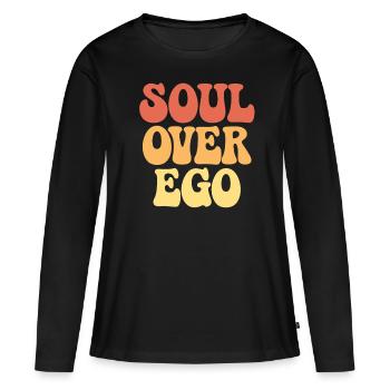 Citation de spiritualité inspirante de l’âme sur l’ego - T-shirt manches longues Premium bio Femme - noir - Devant - Julia (174cm)