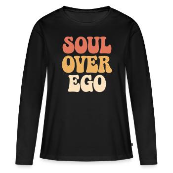 Citation de spiritualité inspirante de l’âme sur l’ego - T-shirt manches longues Premium bio Femme - noir - Devant - Julia (174cm)