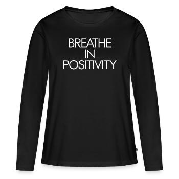 Respirez profondément : Inspirant - T-shirt manches longues Premium bio Femme - noir - Devant - Julia (174cm)
