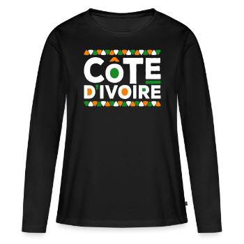 Ivoirien Drapeau Côte D'Ivoire - T-shirt manches longues Premium bio Femme - noir - Devant - Julia (174cm)