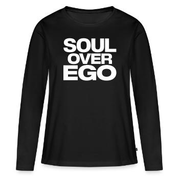 Citation de spiritualité L’âme sur l’ego - T-shirt manches longues Premium bio Femme - noir - Devant - Julia (174cm)