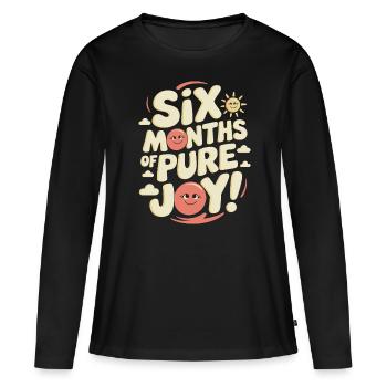 Six mois du semestre d’anniversaire de Reiner Freude - T-shirt manches longues Premium bio Femme - noir - Devant - Julia (174cm)
