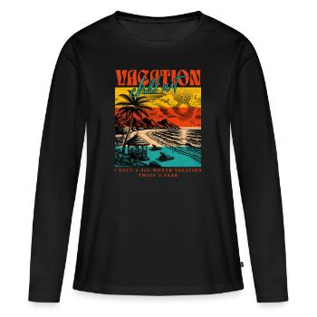 Chill out - Six mois de vacances deux fois par an - T-shirt manches longues Premium bio Femme - noir - Devant - Julia (174cm)