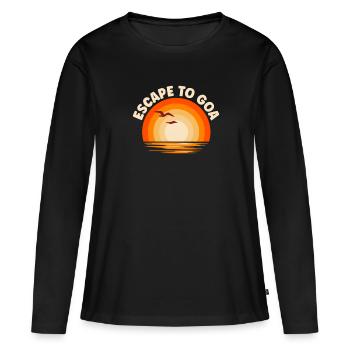 Je fuis à Goa - T-shirt manches longues Premium bio Femme - noir - Devant - Julia (174cm)