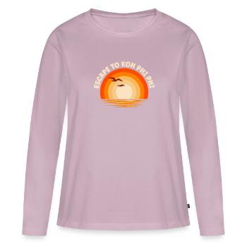 Je fuis vers Koh Phi Phi - T-shirt manches longues Premium bio Femme - rose poudré - Devant - Julia (174cm)