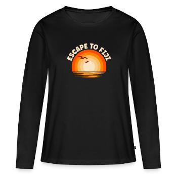 Je fuis aux Fidji - T-shirt manches longues Premium bio Femme - noir - Devant - Julia (174cm)