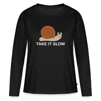 Langsame Schnecke - Frauen Premium Bio Langarmshirt - Schwarz - Vorne - Julia (174cm)