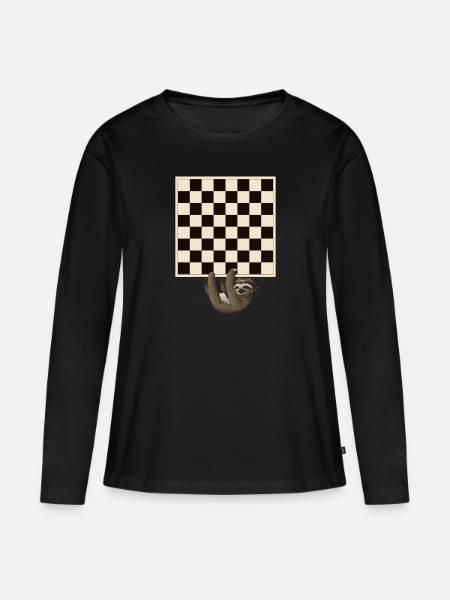 Schachbrett Schachspieler Schachprofi Geschenk - Frauen Premium Bio Langarmshirt - Schwarz