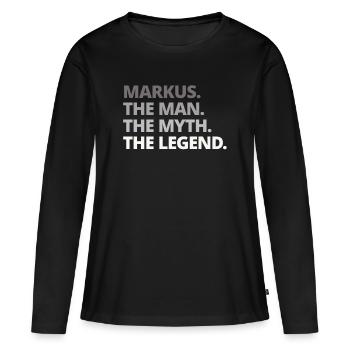 Nom de Markus disant cadeau - T-shirt manches longues Premium bio Femme - noir - Devant - Julia (174cm)