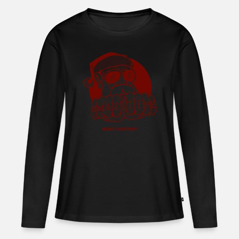 PAPY XMAS TIME - Frauen Premium Bio Langarmshirt - Schwarz