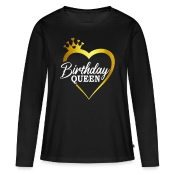 Birthday Queen - Cadeau d’anniversaire - T-shirt manches longues Premium bio Femme - noir - Devant - Julia (174cm)