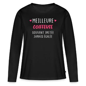 Meilleure Coiffeuse - T-shirt manches longues Premium bio Femme - noir - Devant - Julia (174cm)
