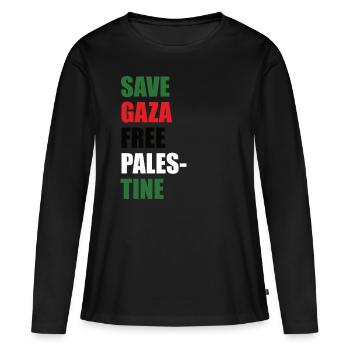 Save Gaza Free Palestine - Frauen Premium Bio Langarmshirt - Schwarz - Vorne - Julia (174cm)