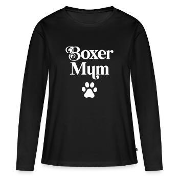 Maman boxeuse - T-shirt manches longues Premium bio Femme - noir - Devant - Julia (174cm)