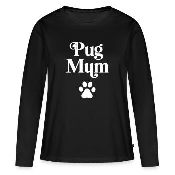 Mops-Mama - Frauen Premium Bio Langarmshirt - Schwarz - Vorne - Julia (174cm)