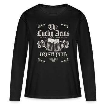 Lucky Arms Irish Pub - Frauen Premium Bio Langarmshirt - Schwarz - Vorne - Julia (174cm)