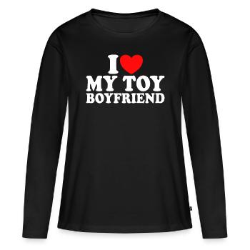Adore Mon Copain Humour J'aime Mon Petit Ami - T-shirt manches longues Premium bio Femme - noir - Devant - Julia (174cm)