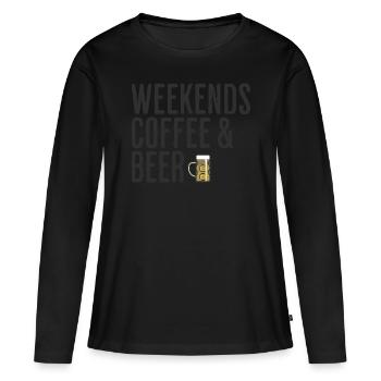 Kaffee- und Bierwochenenden Comedy-Wochenende - Frauen Premium Bio Langarmshirt - Schwarz - Vorne - Julia (174cm)