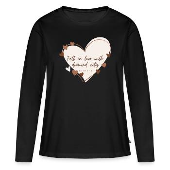J’aime avec cœur Anvers - T-shirt manches longues Premium bio Femme - noir - Devant - Julia (174cm)