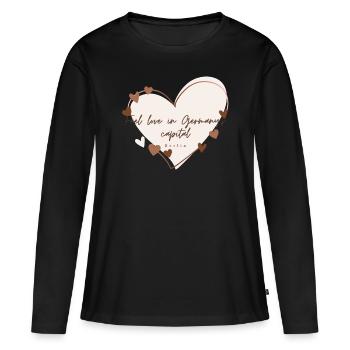J’aime avec le cœur Berlin - T-shirt manches longues Premium bio Femme - noir - Devant - Julia (174cm)