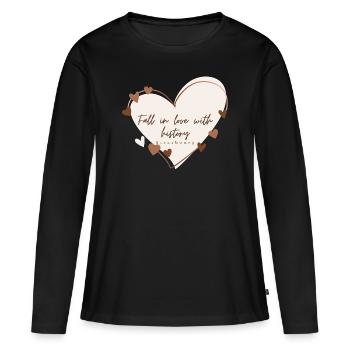 J’aime avec cœur Strasbourg - T-shirt manches longues Premium bio Femme - noir - Devant - Julia (174cm)
