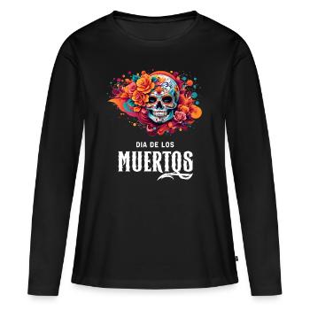 Chemise Mystic Statement : Dia de los Muertos - T-shirt manches longues Premium bio Femme - noir - Devant - Julia (174cm)