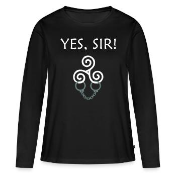 BDSM Yes Sir Triskele Handschellen Sub Geschenk - Frauen Premium Bio Langarmshirt - Schwarz - Vorne - Julia (174cm)