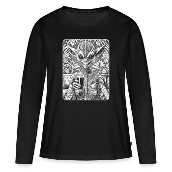 Alien Lounge : Chemise unique pour les fans de science-fiction ! - T-shirt manches longues Premium bio Femme - noir - Devant - Julia (174cm)