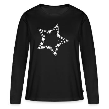 Étoiles dans l’étoile - T-shirt manches longues Premium bio Femme - noir - Devant - Julia (174cm)
