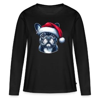 Frenchie présente - T-shirt manches longues Premium bio Femme - noir - Devant - Julia (174cm)